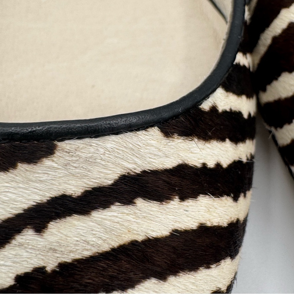 Michael Kors Paxton Leather Calf Hair Zebra Flats with Silver Tone Accents NIB - Picture 8 of 11